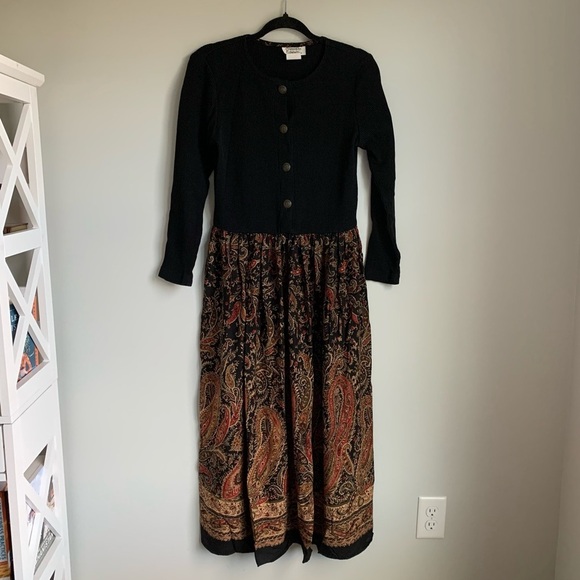 Samatha Edwards Vintage Abstract Maxi Long Sleeve Dress - Picture 1 of 7